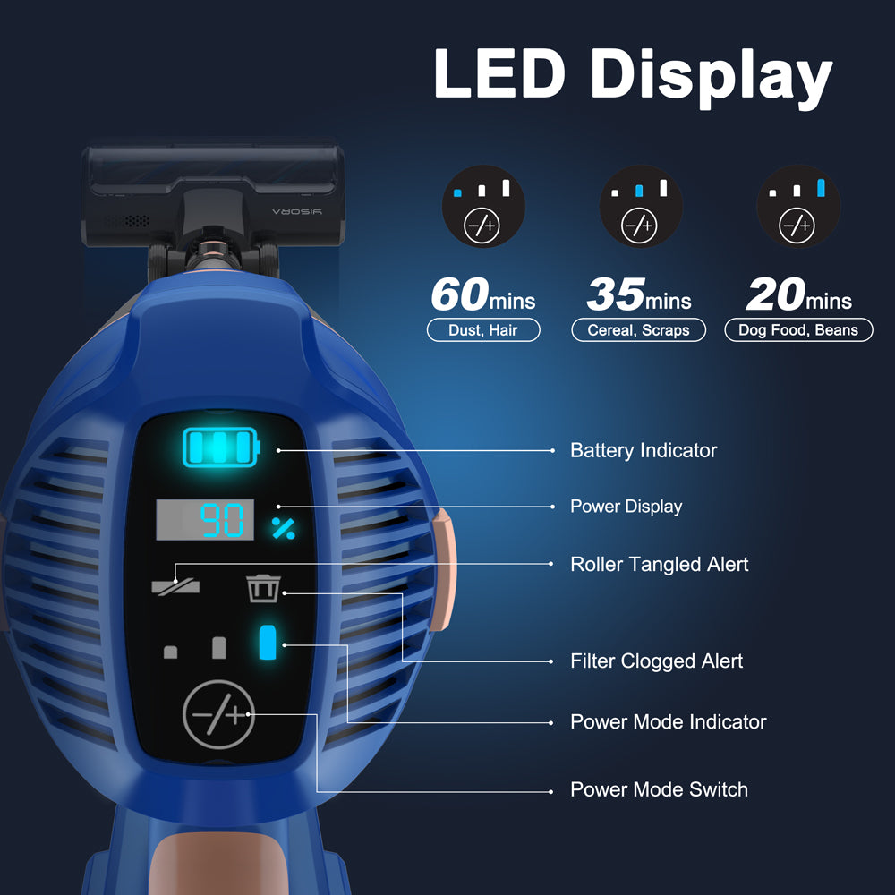YISORA V12 Aspirapolvere Elettronico Touch Screen 33Kpa Forte Potenza di Aspirazione